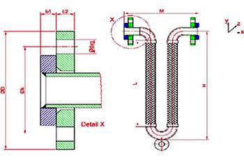 фланцевый П-образный компенсатор - схема фланцевый П-образный компенсатор - схема
