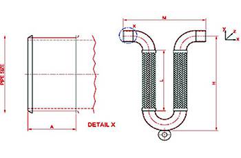 П-образный компенсатор с внутренней резьбой - схема П-образный компенсатор с внутренней резьбой - схема